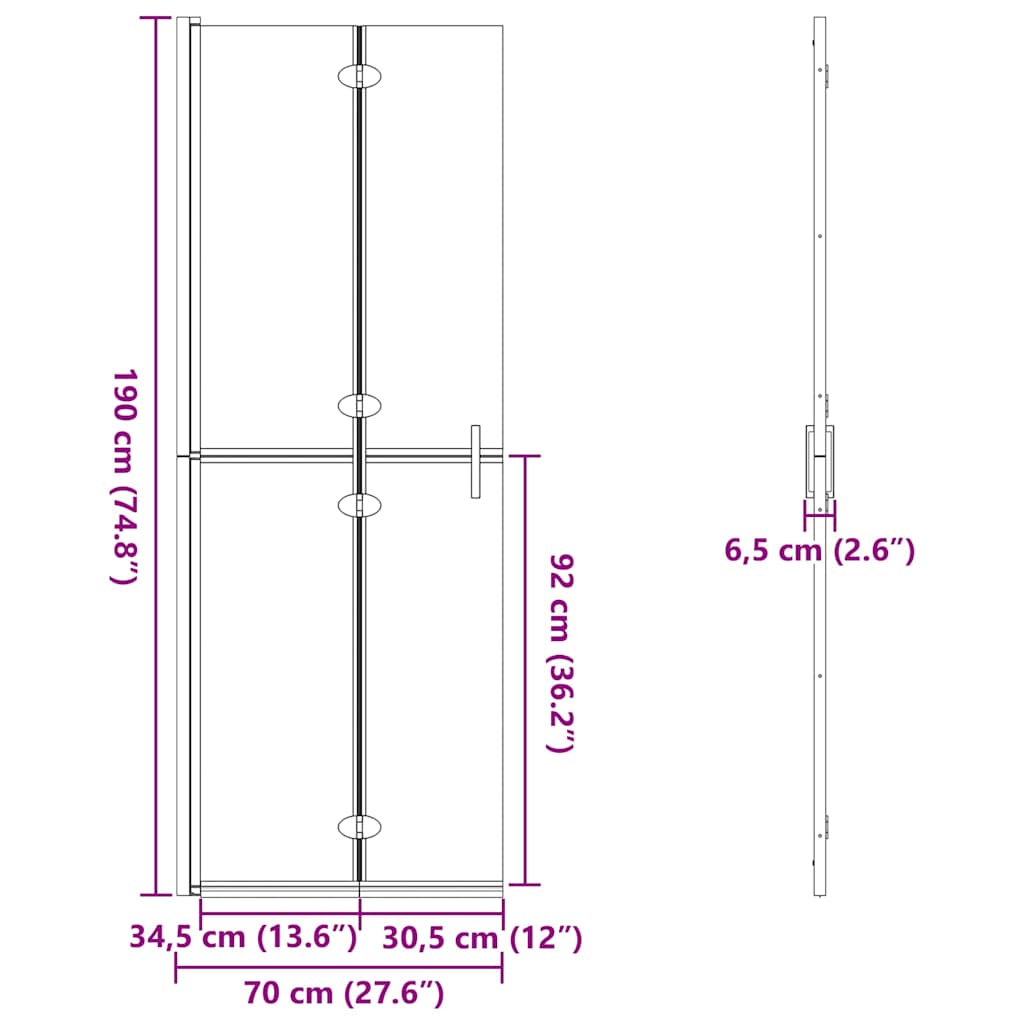 Walk-in Duschwand Sonstiges Golden und Transparent 70 x 190 cm