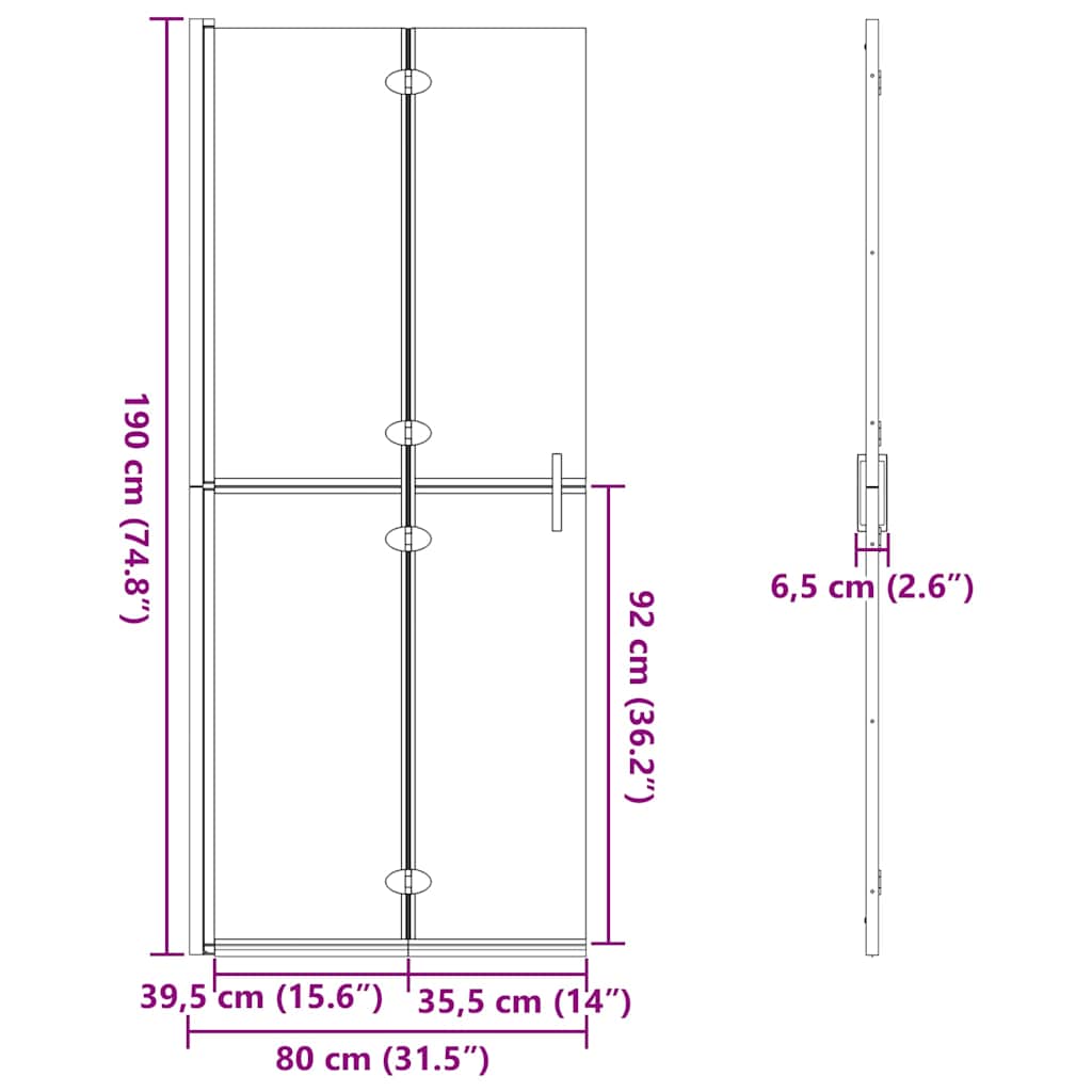 Walk-in Duschwand Sonstiges Golden und Transparent 80 x 190 cm