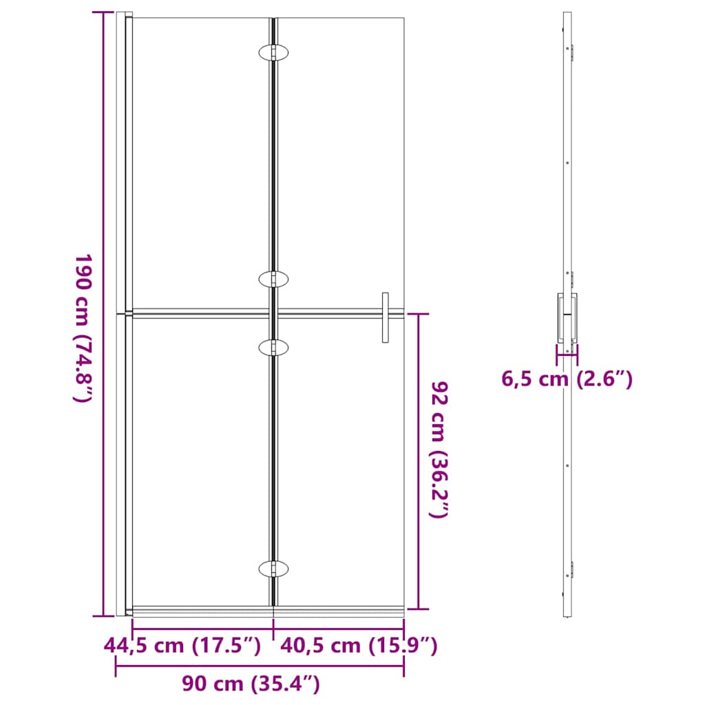 Walk-in Duschwand Sonstiges Golden und Transparent 90 x 190 cm