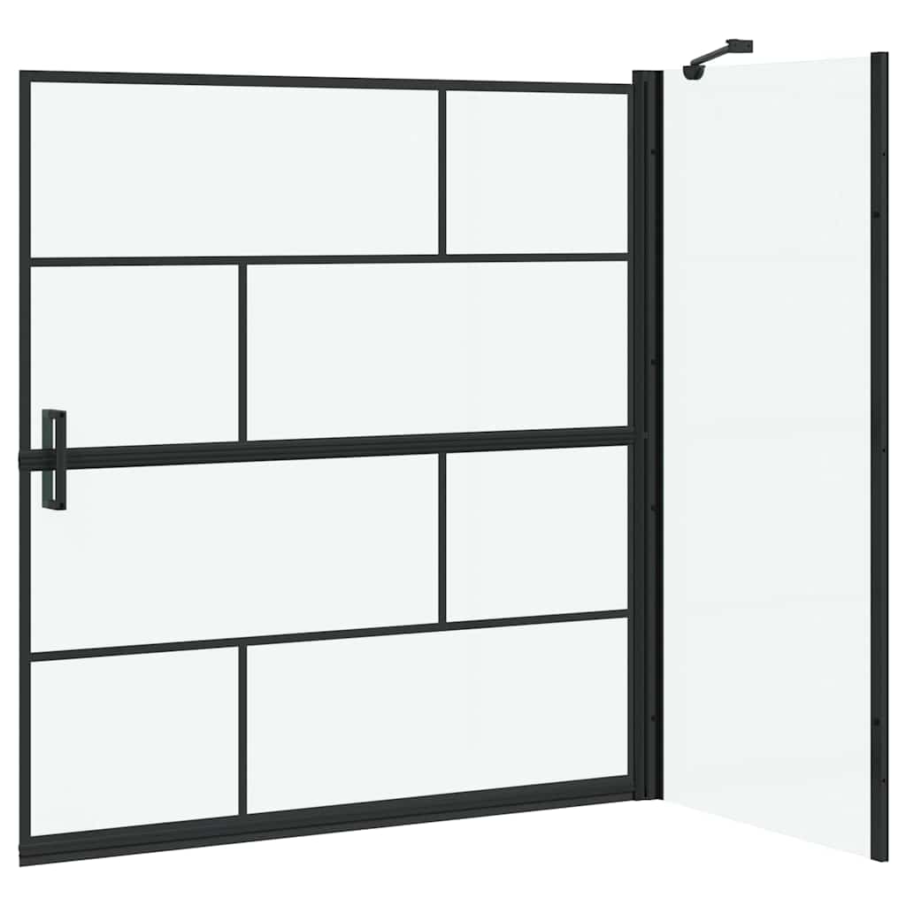 Bad-Duschschirm Schwarz und Transparent 116 x 67 x 129.5 cm