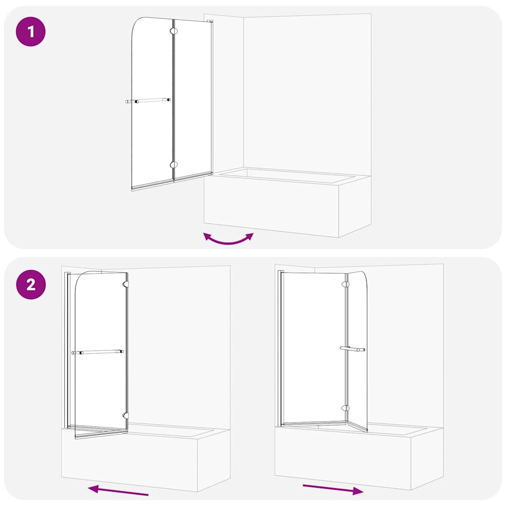 Duschabtrennung Schwarz 95 x 140 cm ESG-Glas und Aluminium