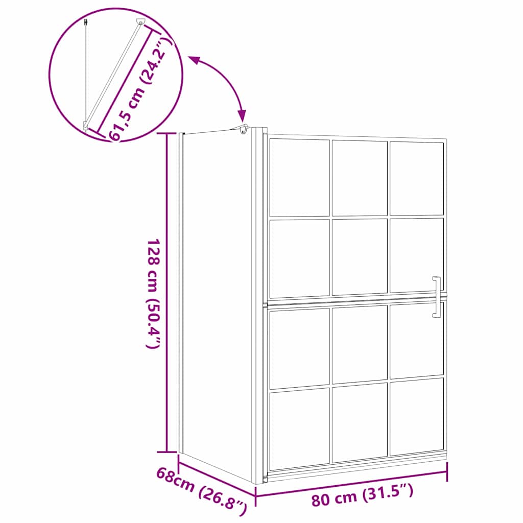 Bad-Duschschirm Schwarz und Transparent 80 x 67 x 129.5 cm