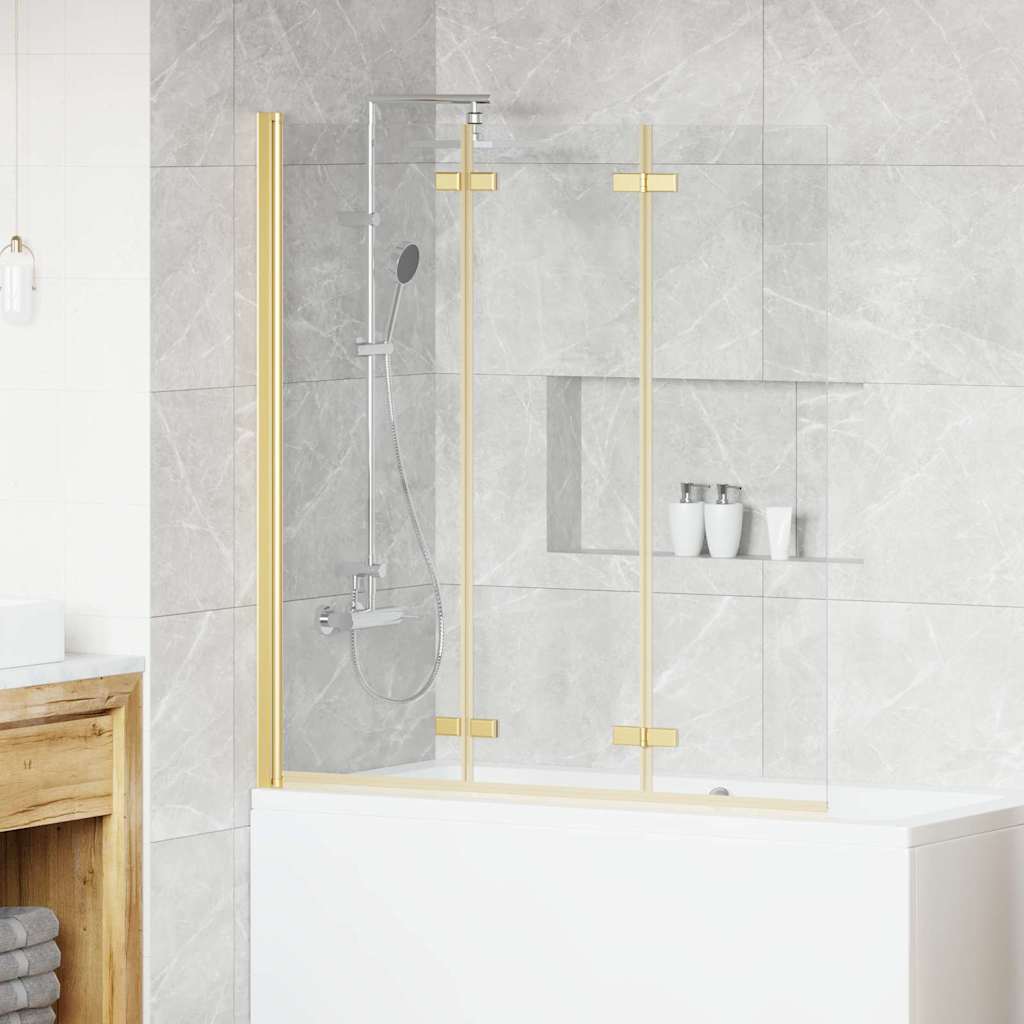 Shower enclosure gold 130 x 138 cm tempered safety glass and aluminum