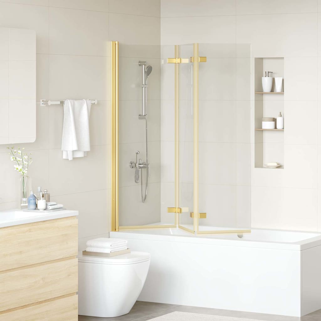 Shower enclosure gold 130 x 138 cm tempered safety glass and aluminum