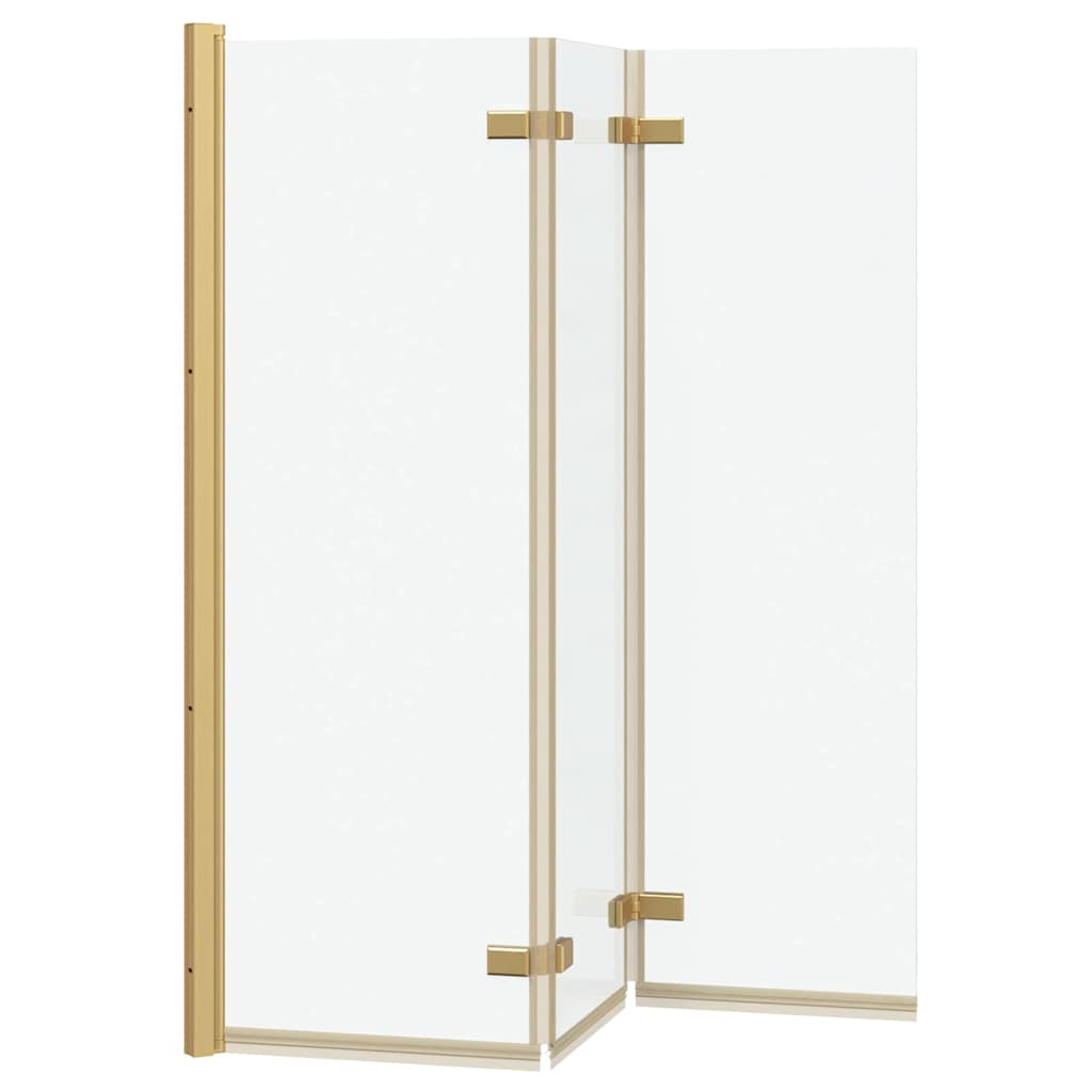 Shower enclosure gold 130 x 138 cm tempered safety glass and aluminum