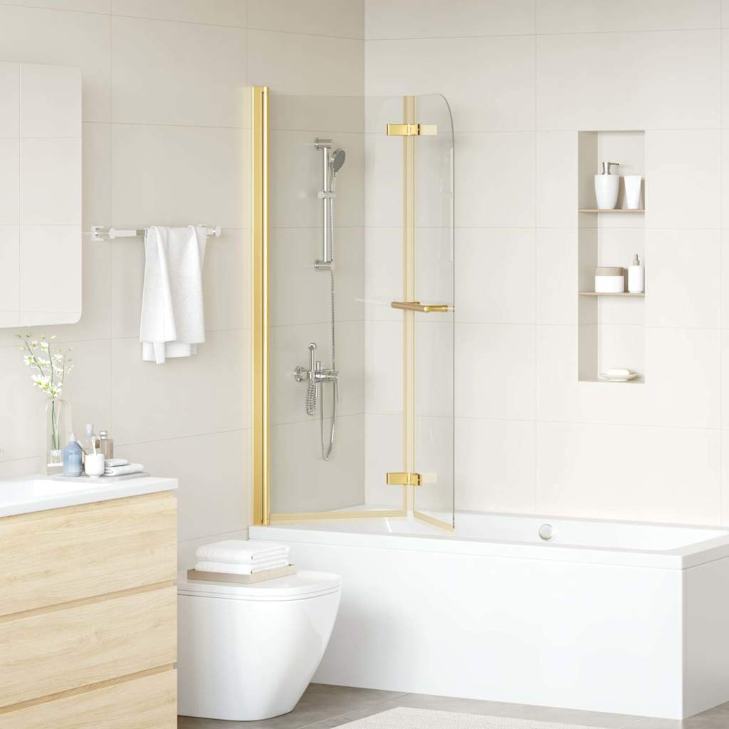 Shower enclosure gold 95 x 140 cm tempered safety glass and aluminum