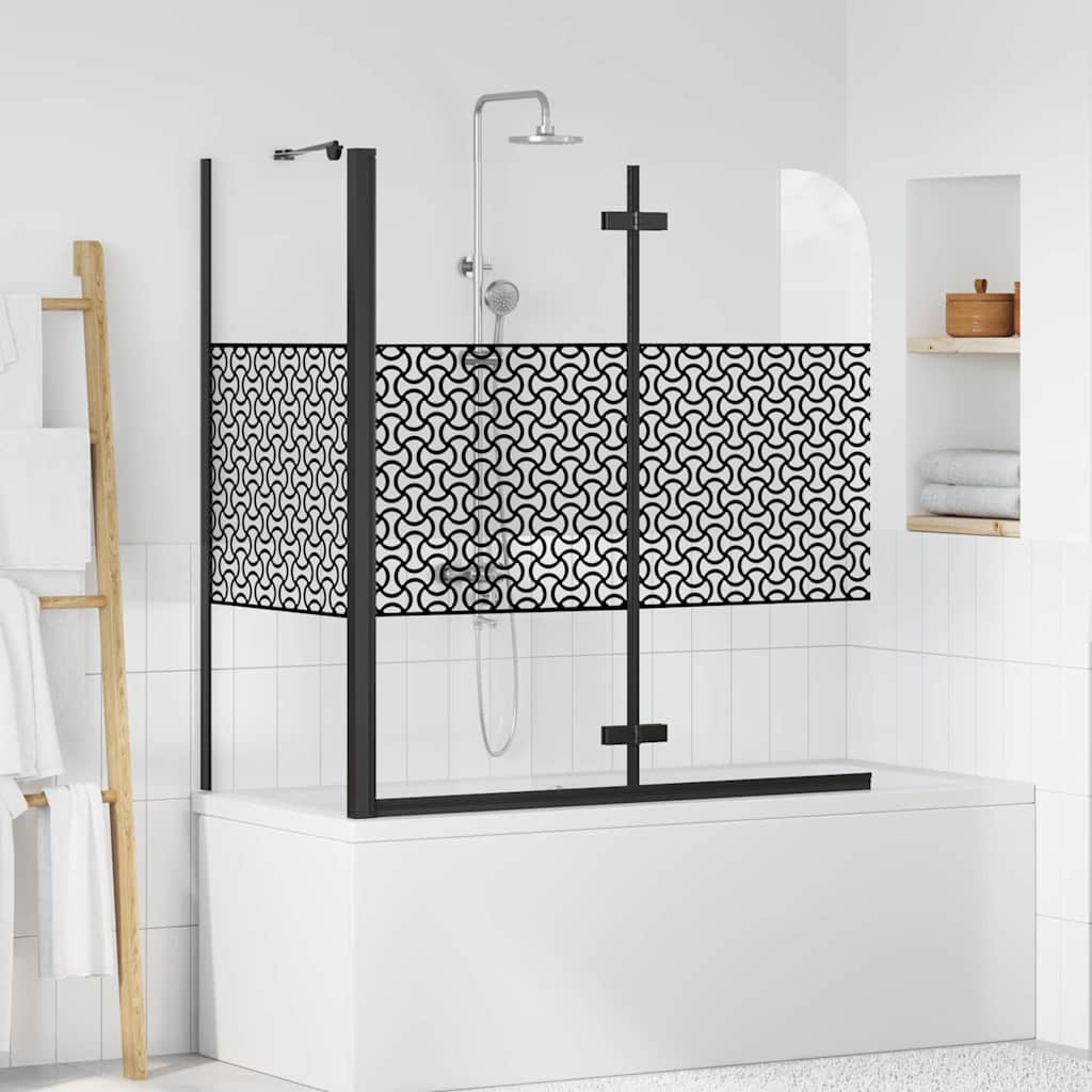 Bathroom partition, geometric design, black, 120 x 67 x 129 cm