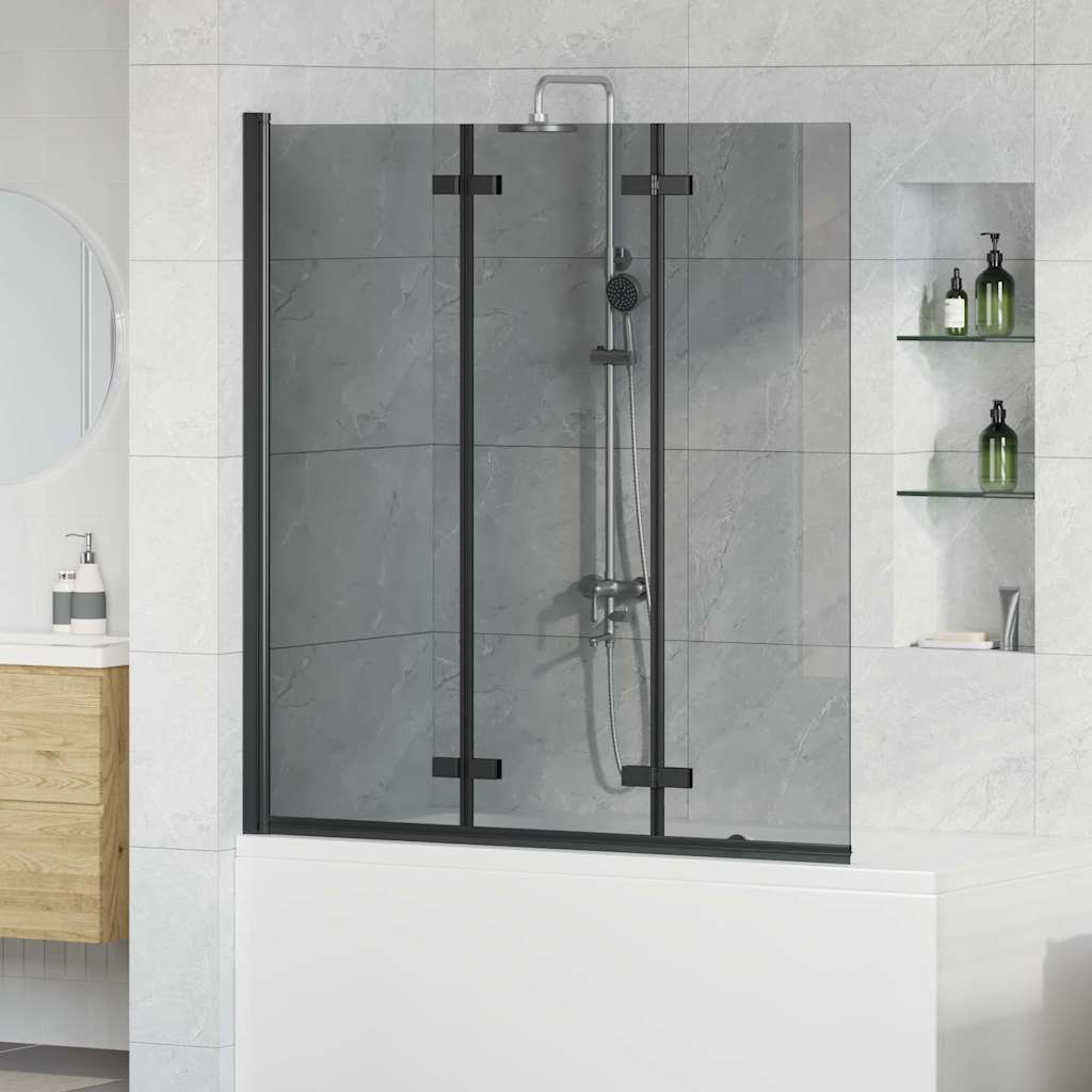 Shower enclosure black 130 x 138 cm tempered safety glass and aluminum