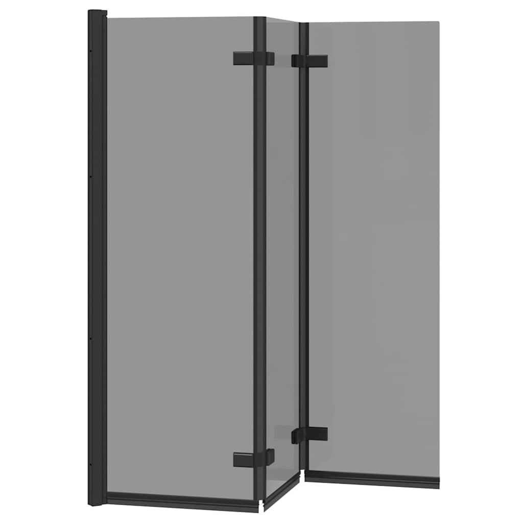 Duschabtrennung Schwarz 130 x 138 cm ESG-Glas und Aluminium