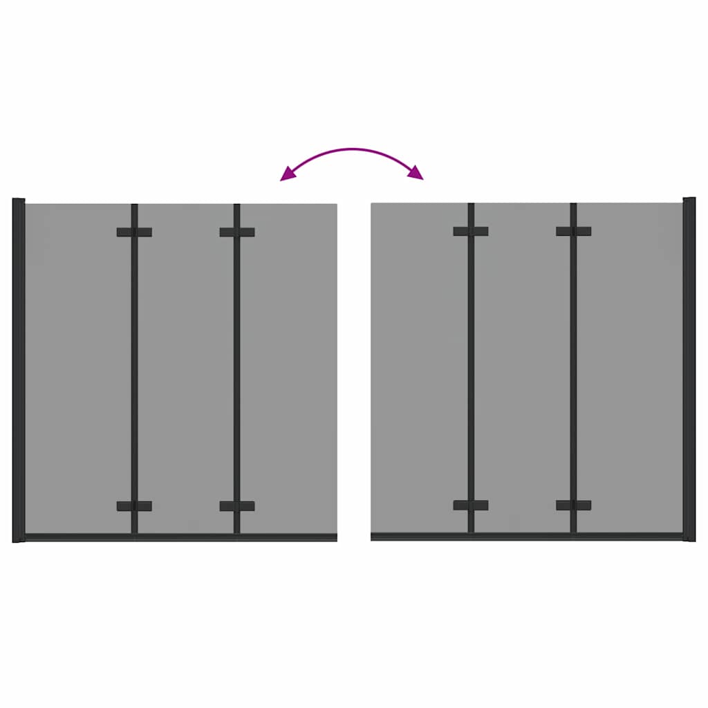 Duschabtrennung Schwarz 130 x 138 cm ESG-Glas und Aluminium