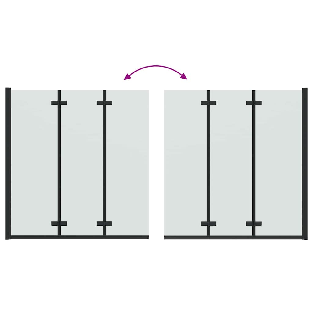 Duschabtrennung Schwarz 130 x 138 cm ESG-Glas und Aluminium