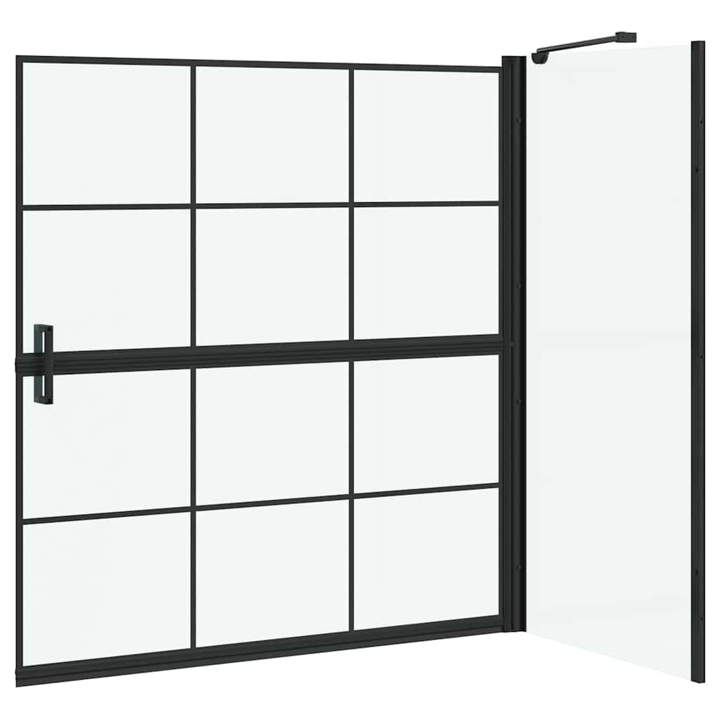 Bad-Duschschirm Schwarz und Transparent 116 x 67 x 129.5 cm