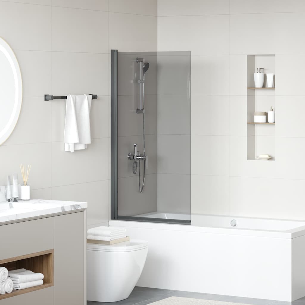 Bad-Duschschirm Schwarz 68 x 130 cm Gehärtetes Glas