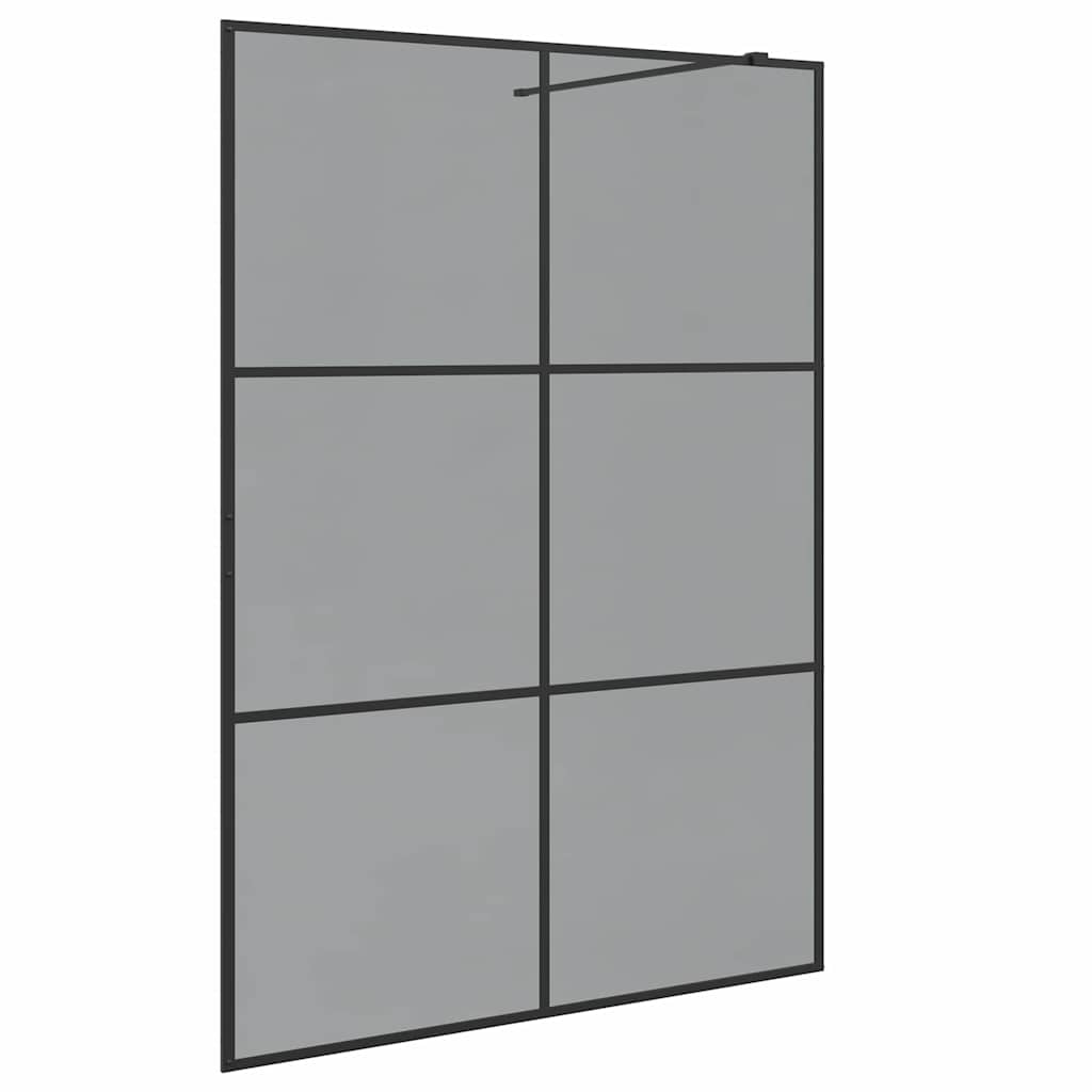 Walk-in shower screen, black, 140 x 195 cm, tempered glass
