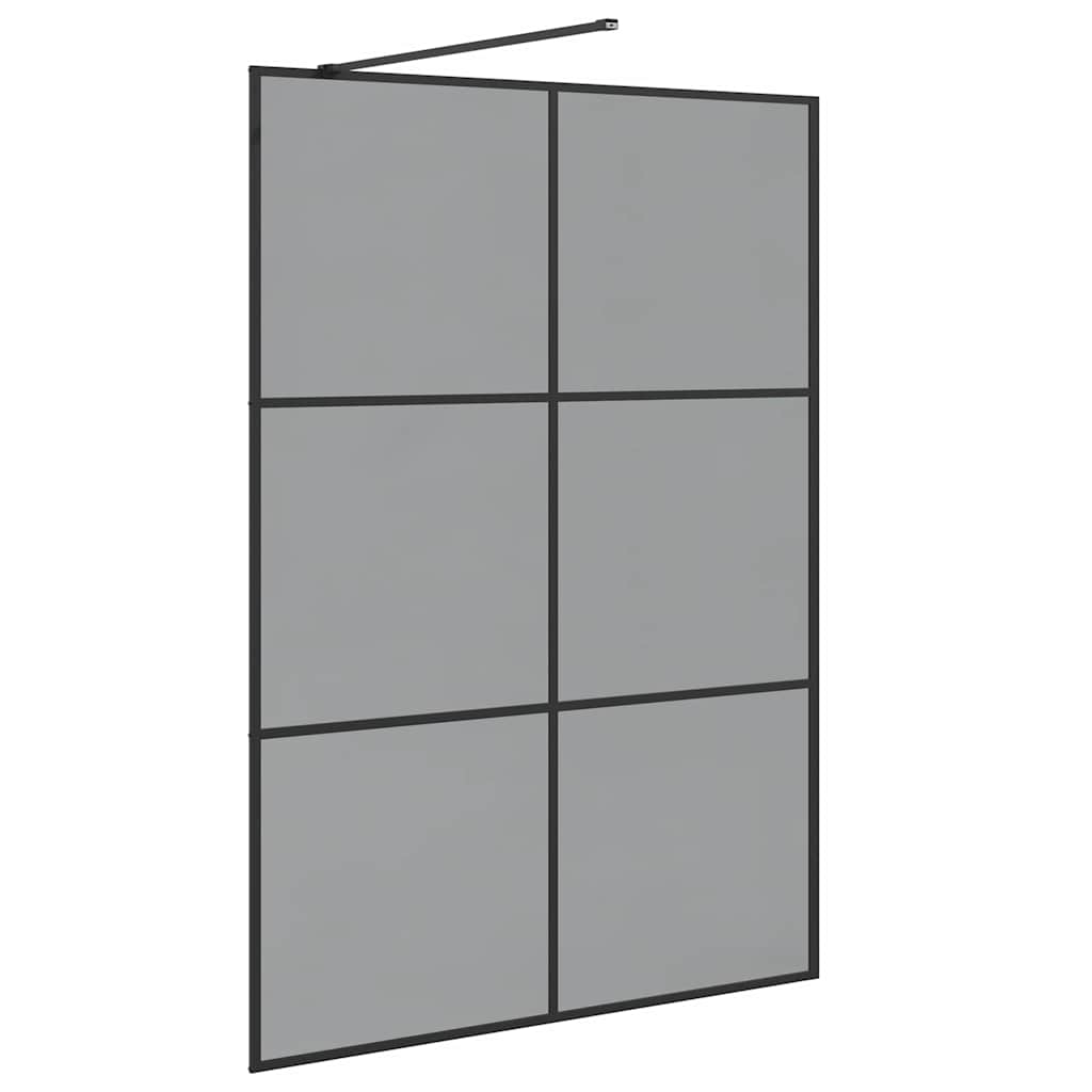 Walk-in shower screen, black, 140 x 195 cm, tempered glass
