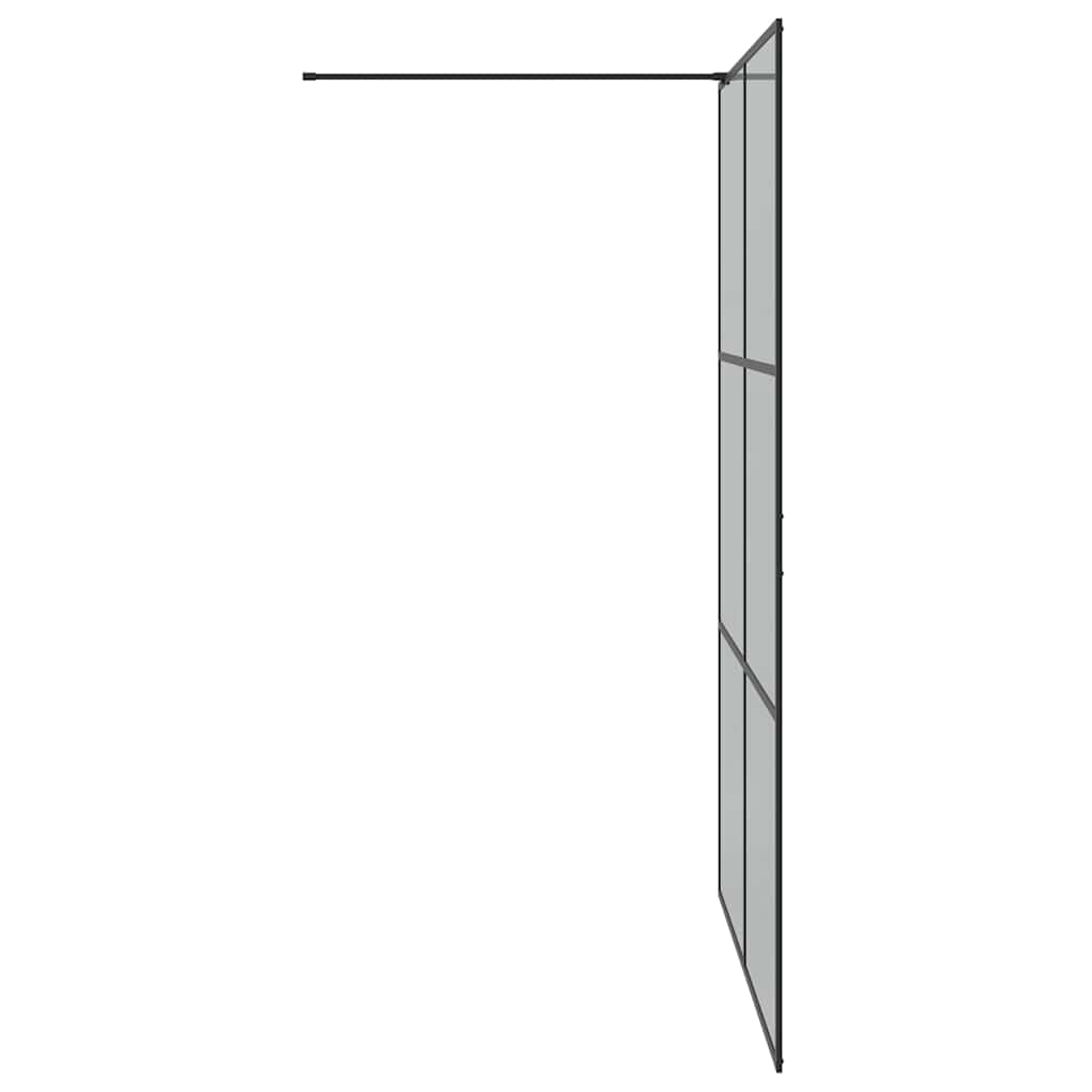 Walk-in shower screen, black, 140 x 195 cm, tempered glass