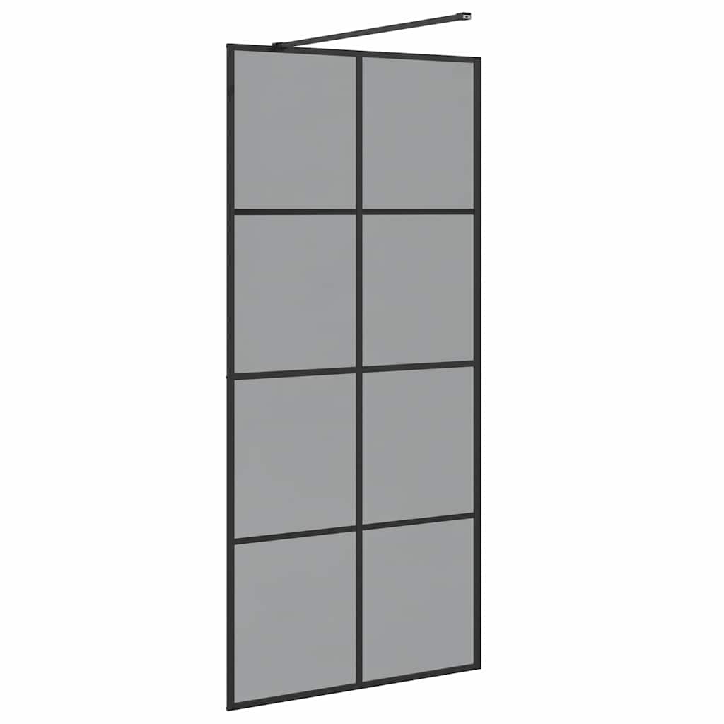 Walk-in shower screen, black, 90 x 195 cm, tempered glass