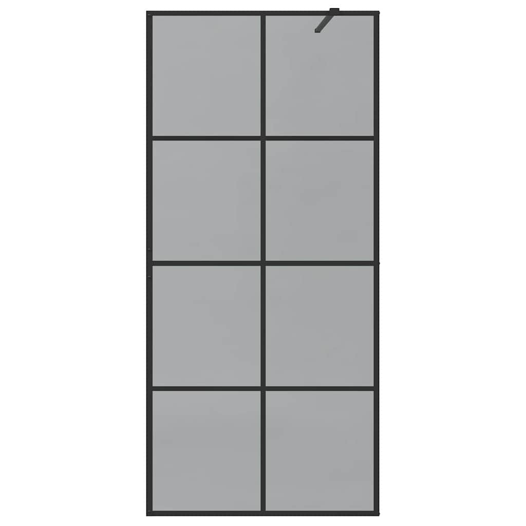 Walk-in shower screen, black, 90 x 195 cm, tempered glass