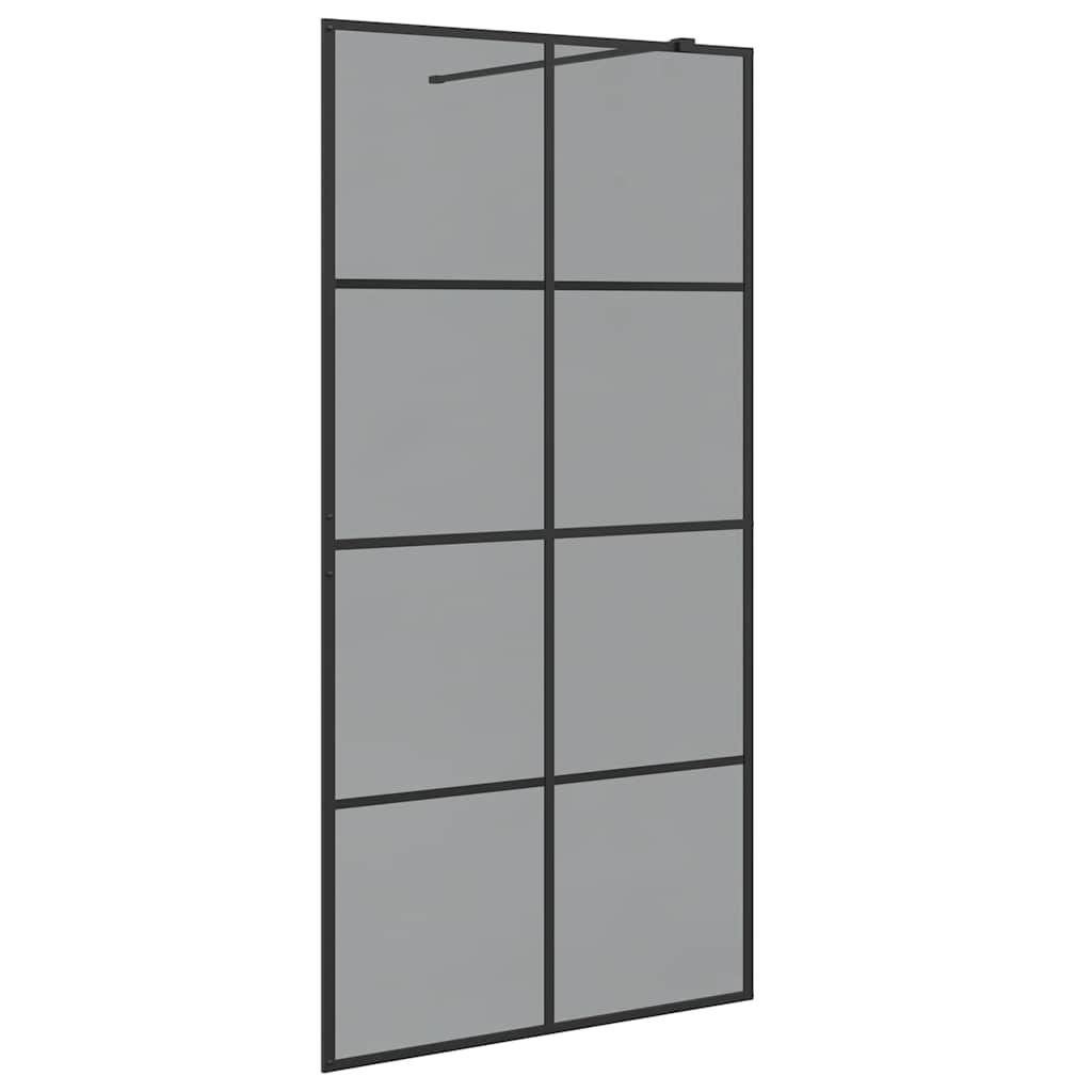 Walk-in shower screen, black, 100 x 195 cm, tempered glass