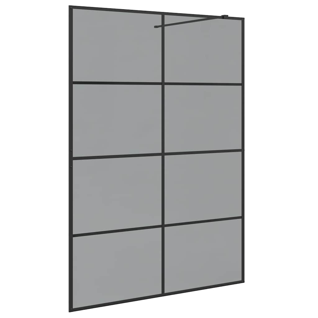 Walk-in shower screen, black, 140 x 195 cm, tempered glass