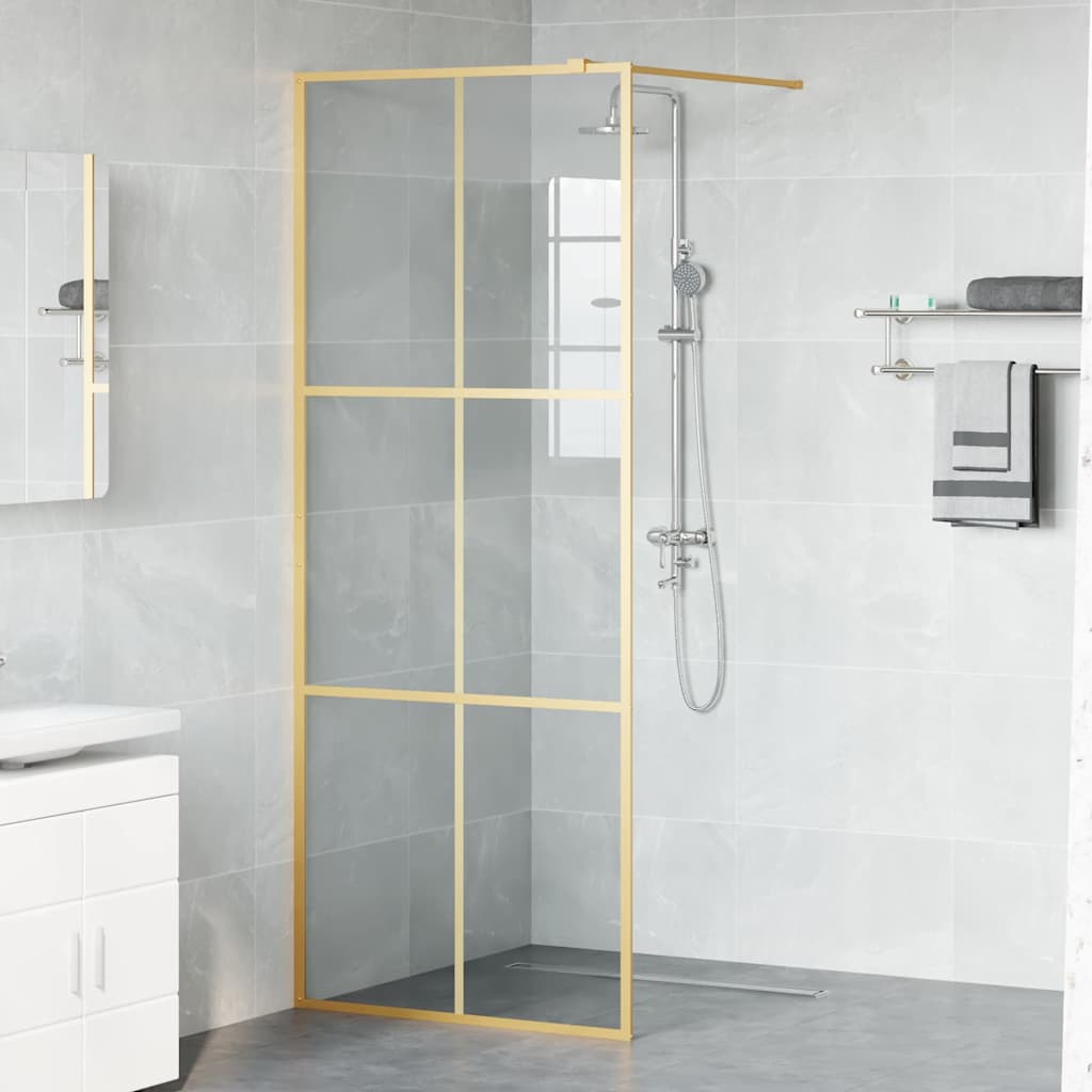 Walk-in shower screen, gold, 80 x 195 cm, tempered glass