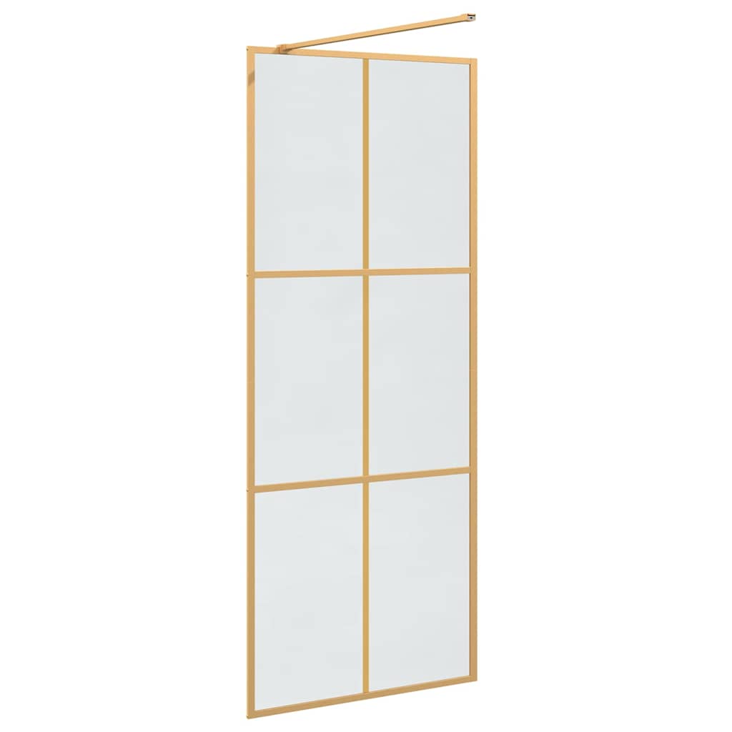 Walk-in shower screen, gold, 80 x 195 cm, tempered glass