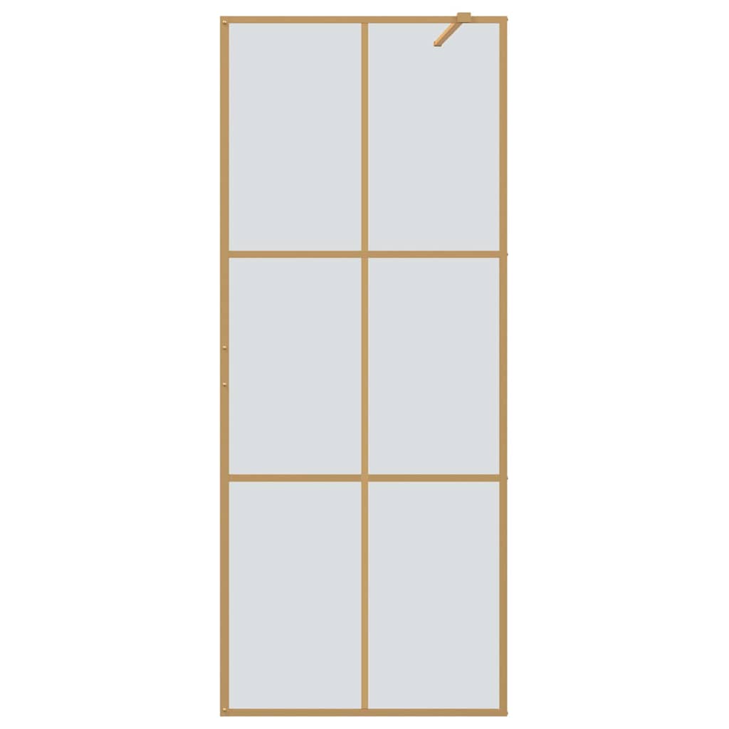 Walk-in shower screen, gold, 80 x 195 cm, tempered glass
