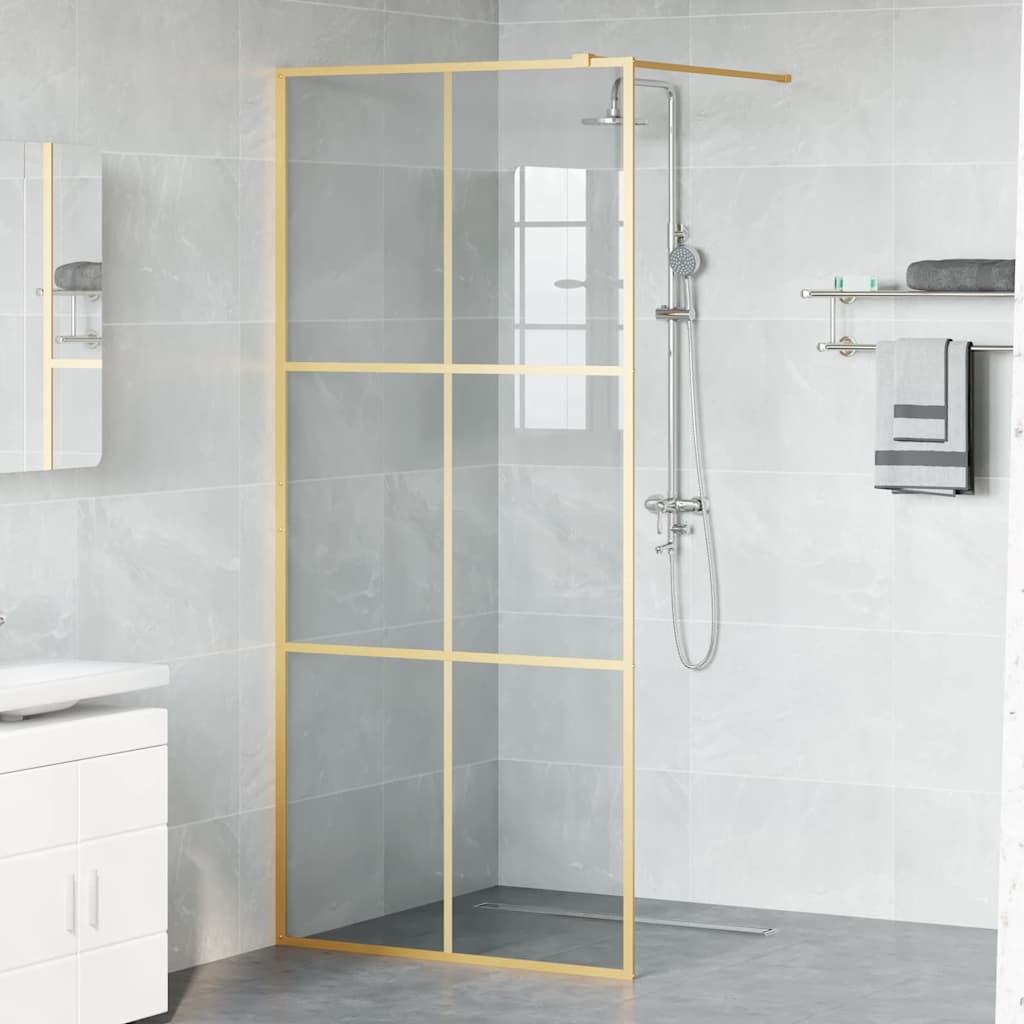 Walk-in Duschwand Gold 90 x 195 cm Gehärtetes Glas