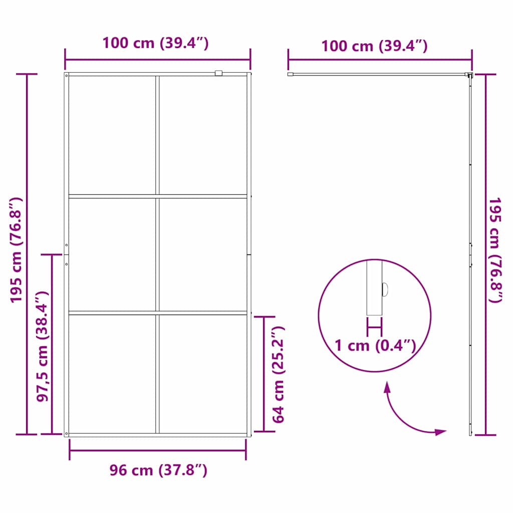 Walk-in Duschwand Gold 100 x 195 cm Gehärtetes Glas