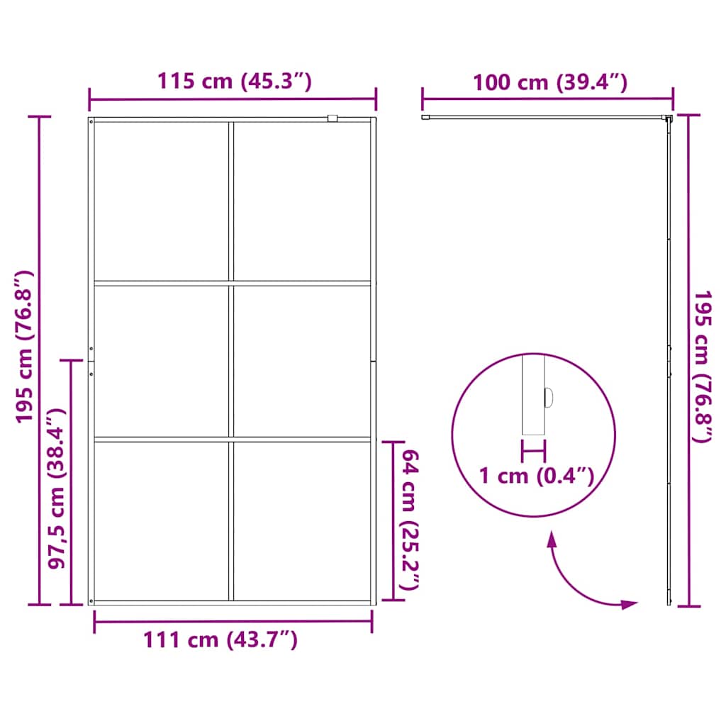Walk-in Duschwand Gold 115 x 195 cm Gehärtetes Glas