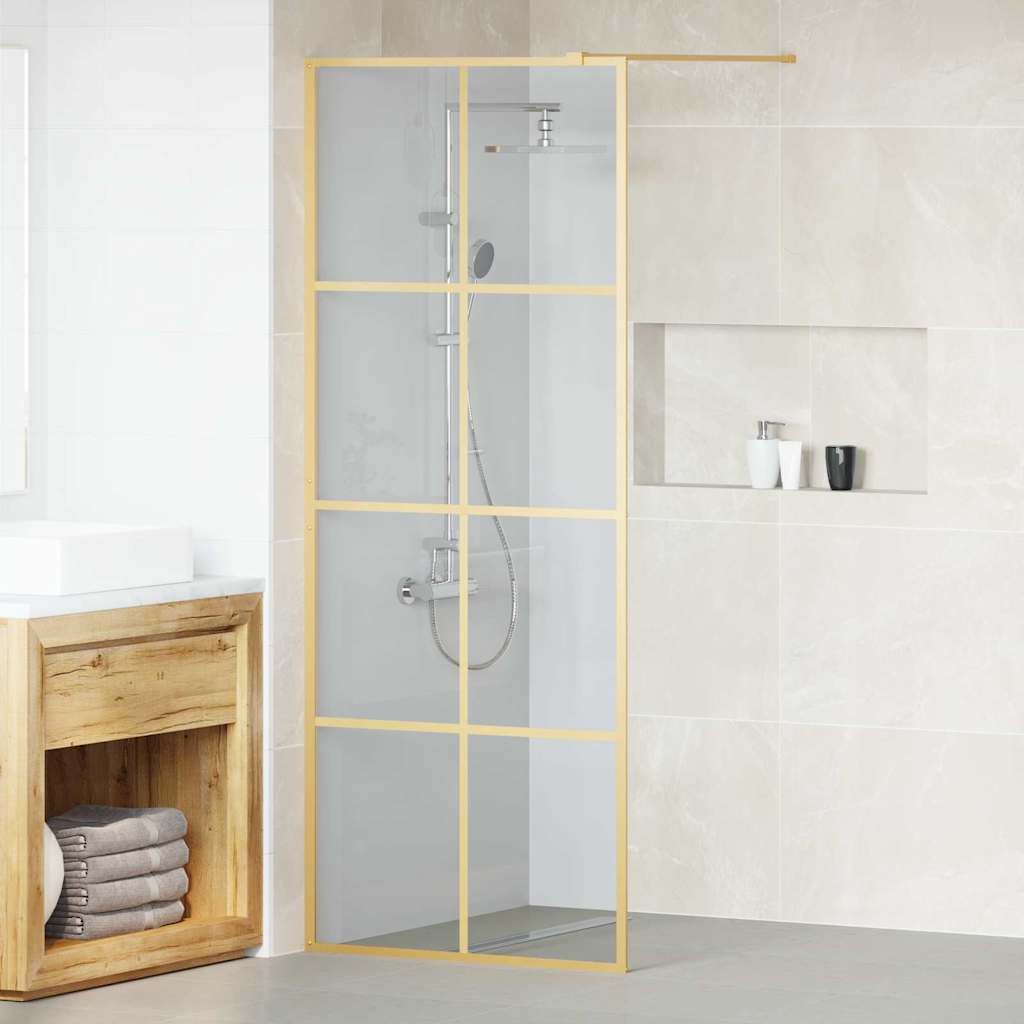 Walk-in shower screen, gold, 80 x 195 cm, tempered glass