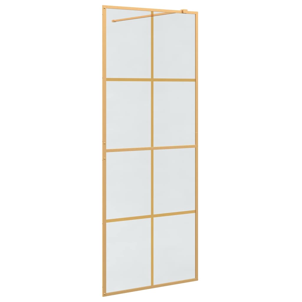 Walk-in shower screen, gold, 80 x 195 cm, tempered glass