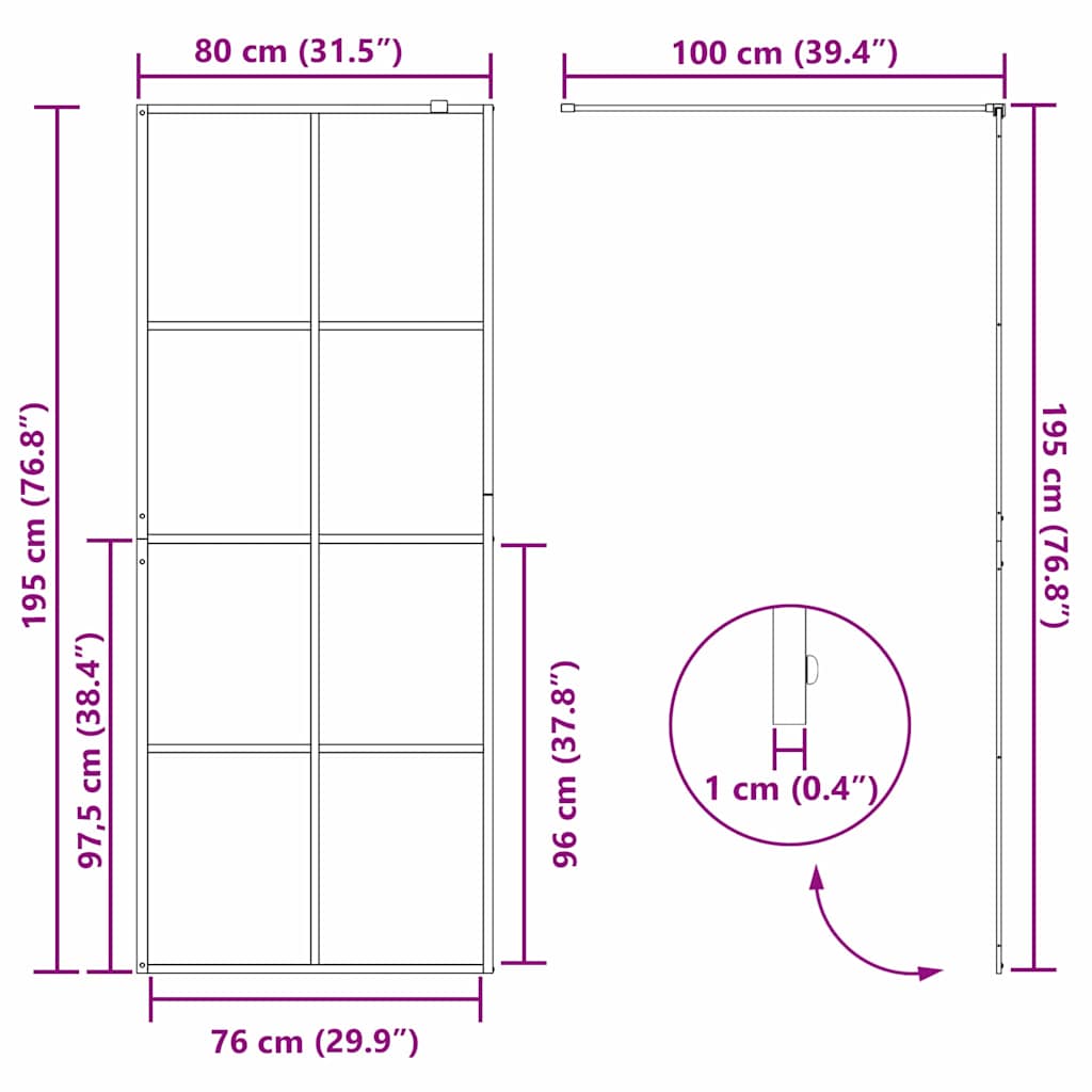 Walk-in Duschwand Gold 80 x 195 cm Gehärtetes Glas