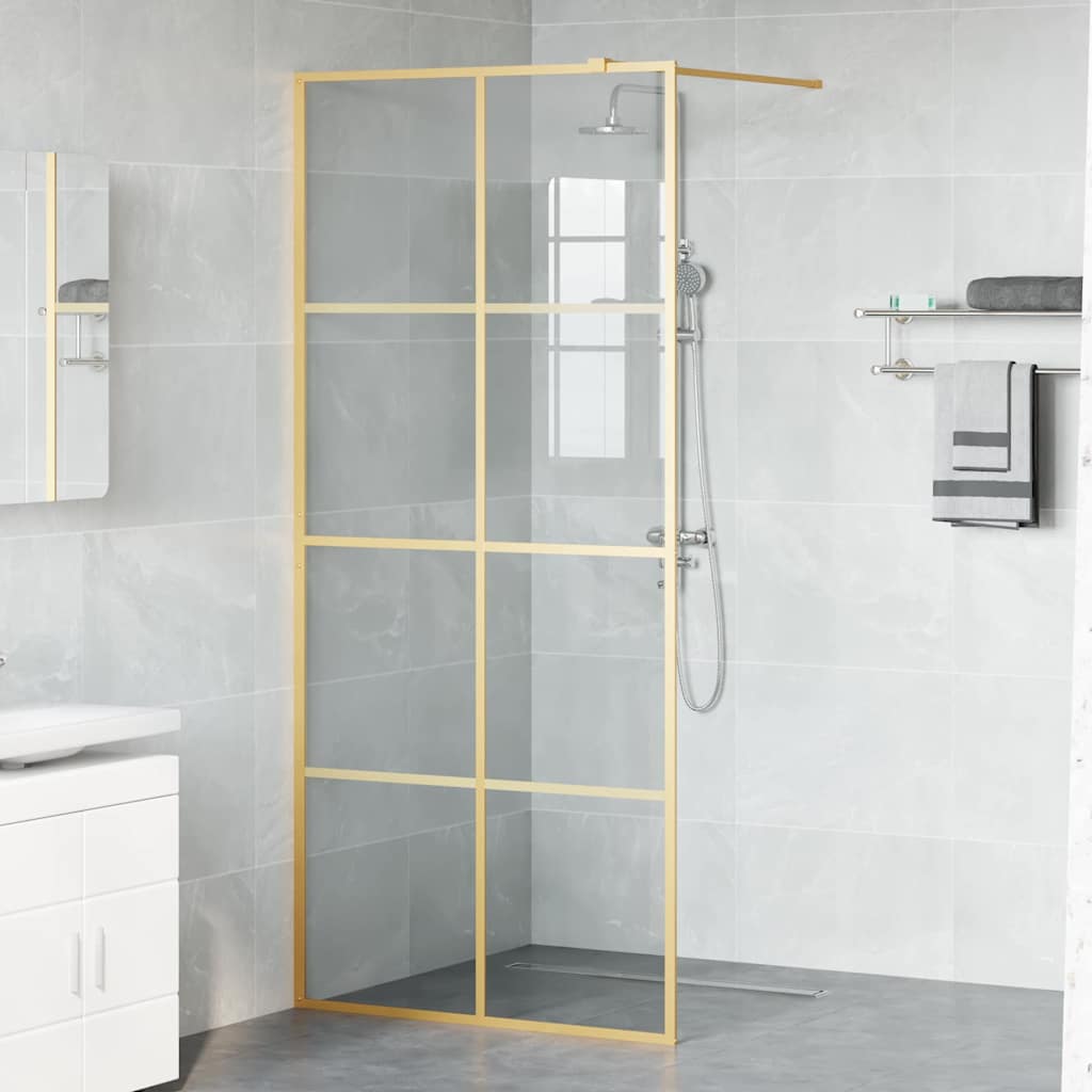 Walk-in Duschwand Gold 90 x 195 cm Gehärtetes Glas