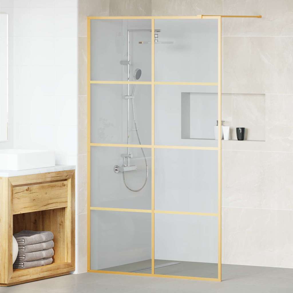 Walk-in shower screen, gold, 115 x 195 cm, tempered glass