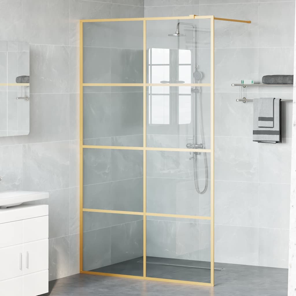 Walk-in shower screen, gold, 115 x 195 cm, tempered glass