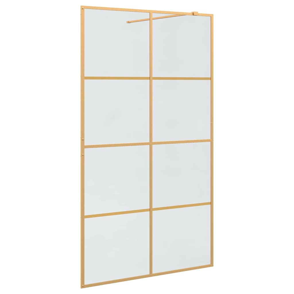 Walk-in shower screen, gold, 115 x 195 cm, tempered glass