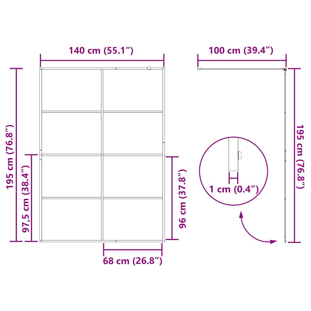 Walk-in Duschwand Gold 140 x 195 cm Gehärtetes Glas