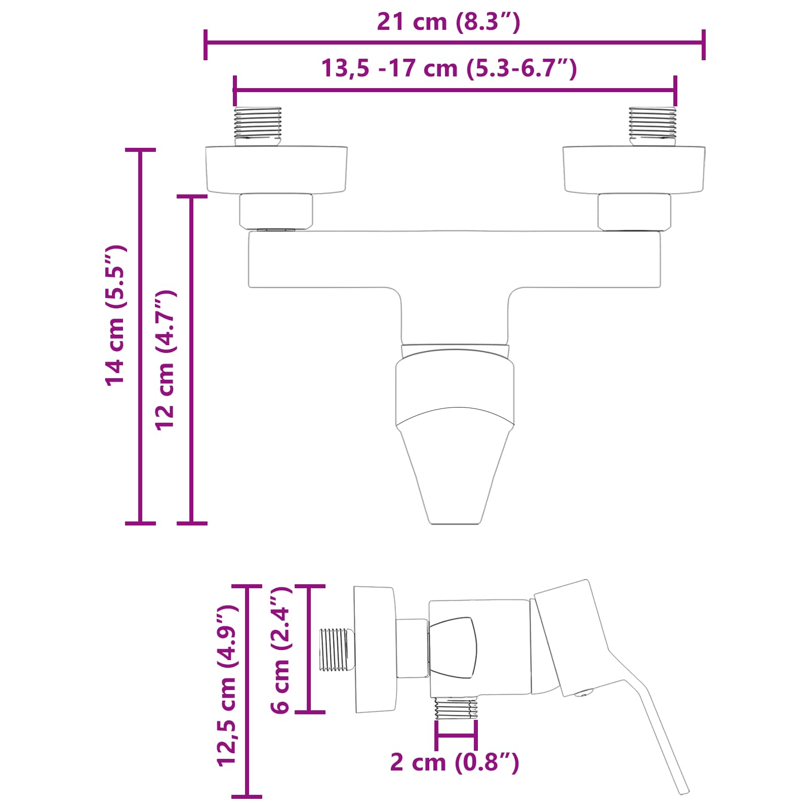 Chrome shower mixer G 1/2 inch brass