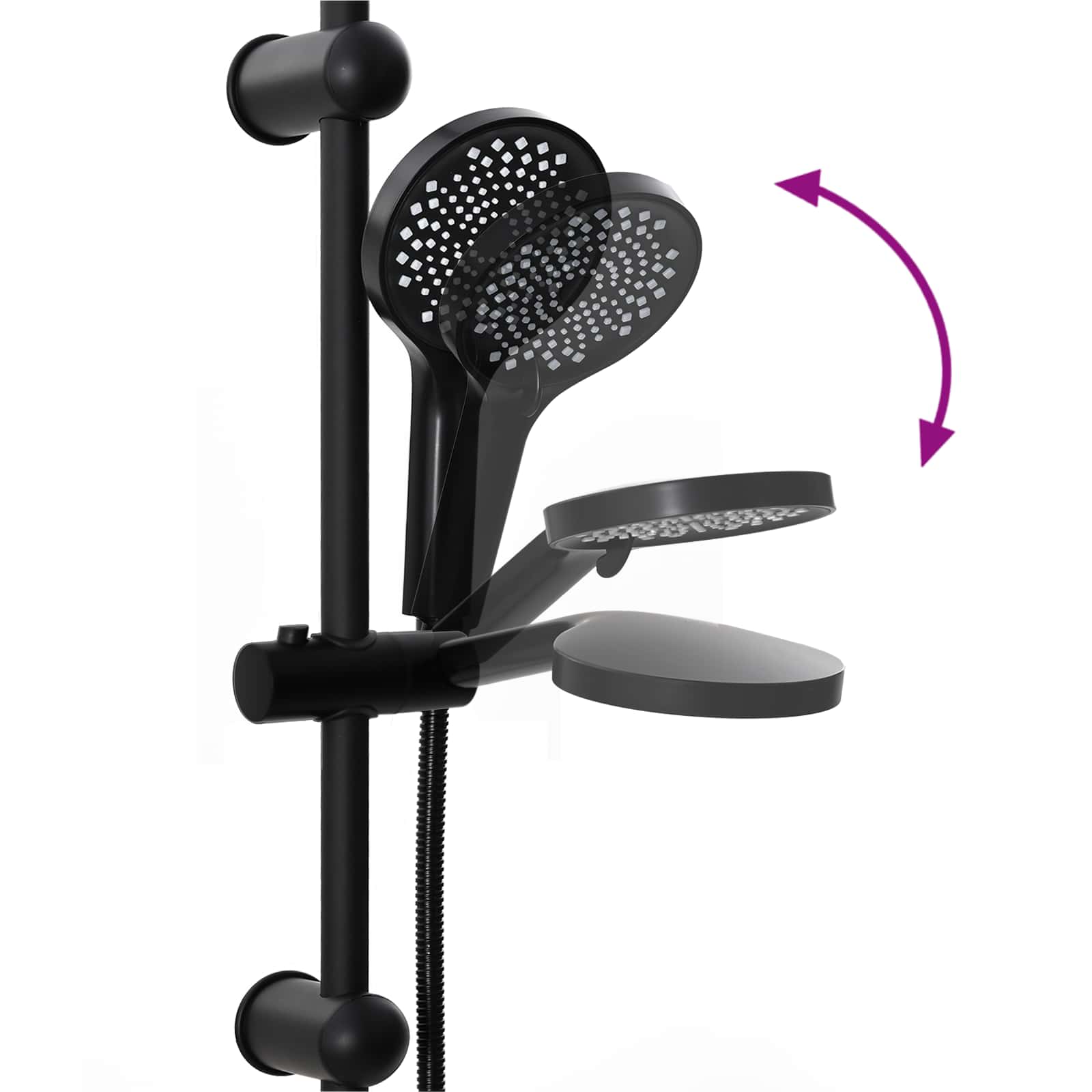 Duschsystem Schwarz 45 x 20 x 96 cm Messing, Sus201 und ABS