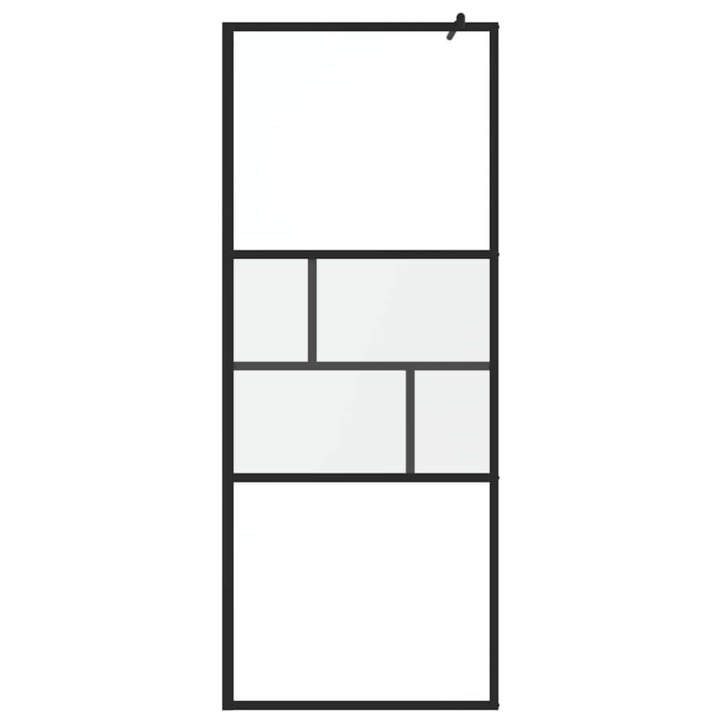 Walk-in shower screen, black, 80 x 195 x 0.5 cm, glass and aluminum