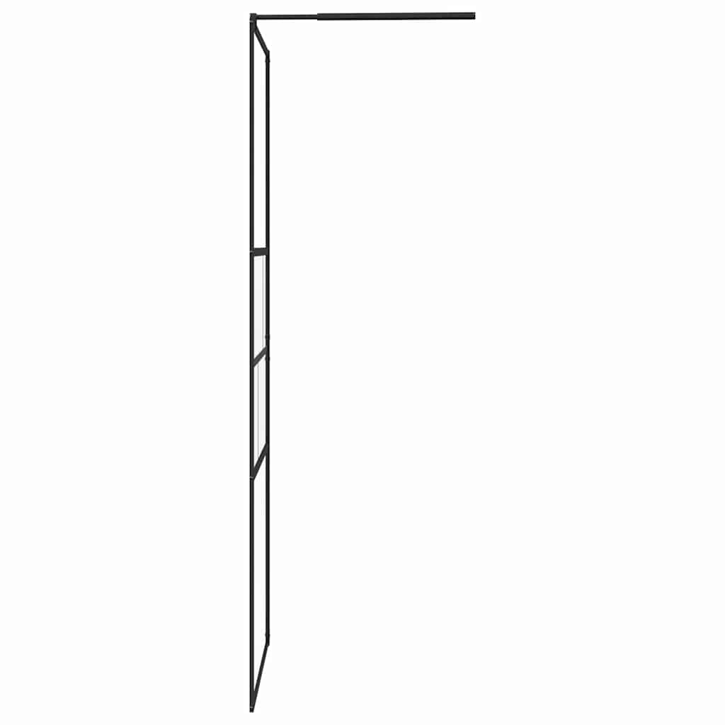 Walk-in shower screen, black, 80 x 195 x 0.5 cm, glass and aluminum