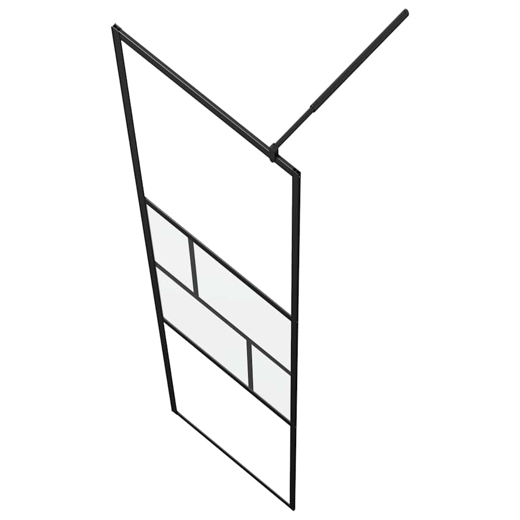 Walk-in shower screen, black, 80 x 195 x 0.5 cm, glass and aluminum