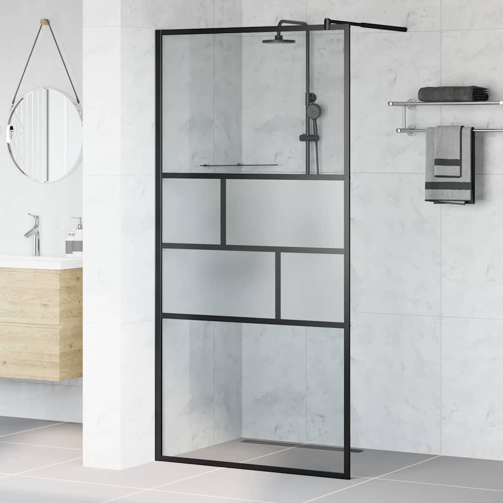 Walk-in Duschwand Schwarz 80 x 195 x 0,5 cm Glas und Aluminium
