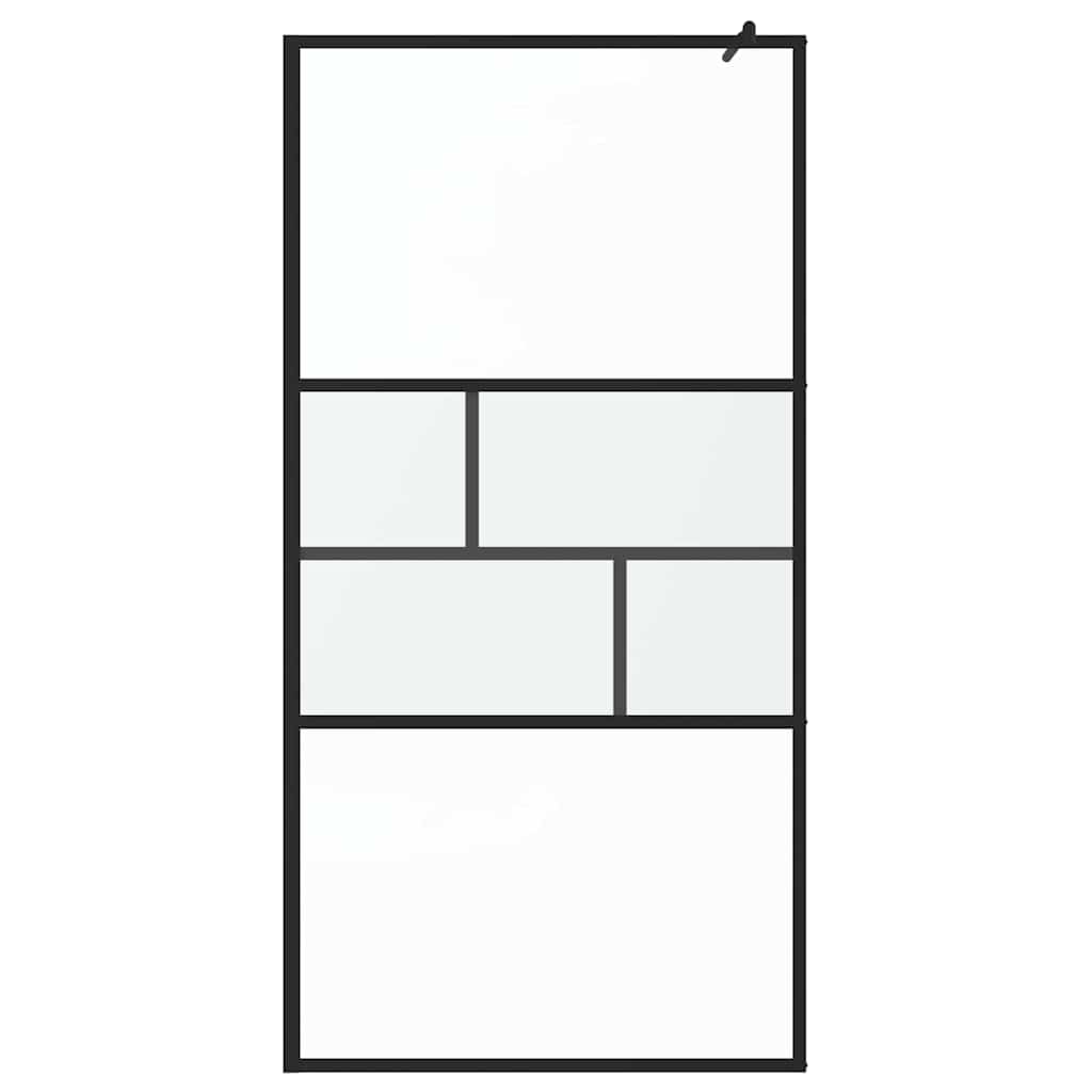 Walk-in shower screen, black, 80 x 195 x 0.5 cm, glass and aluminum