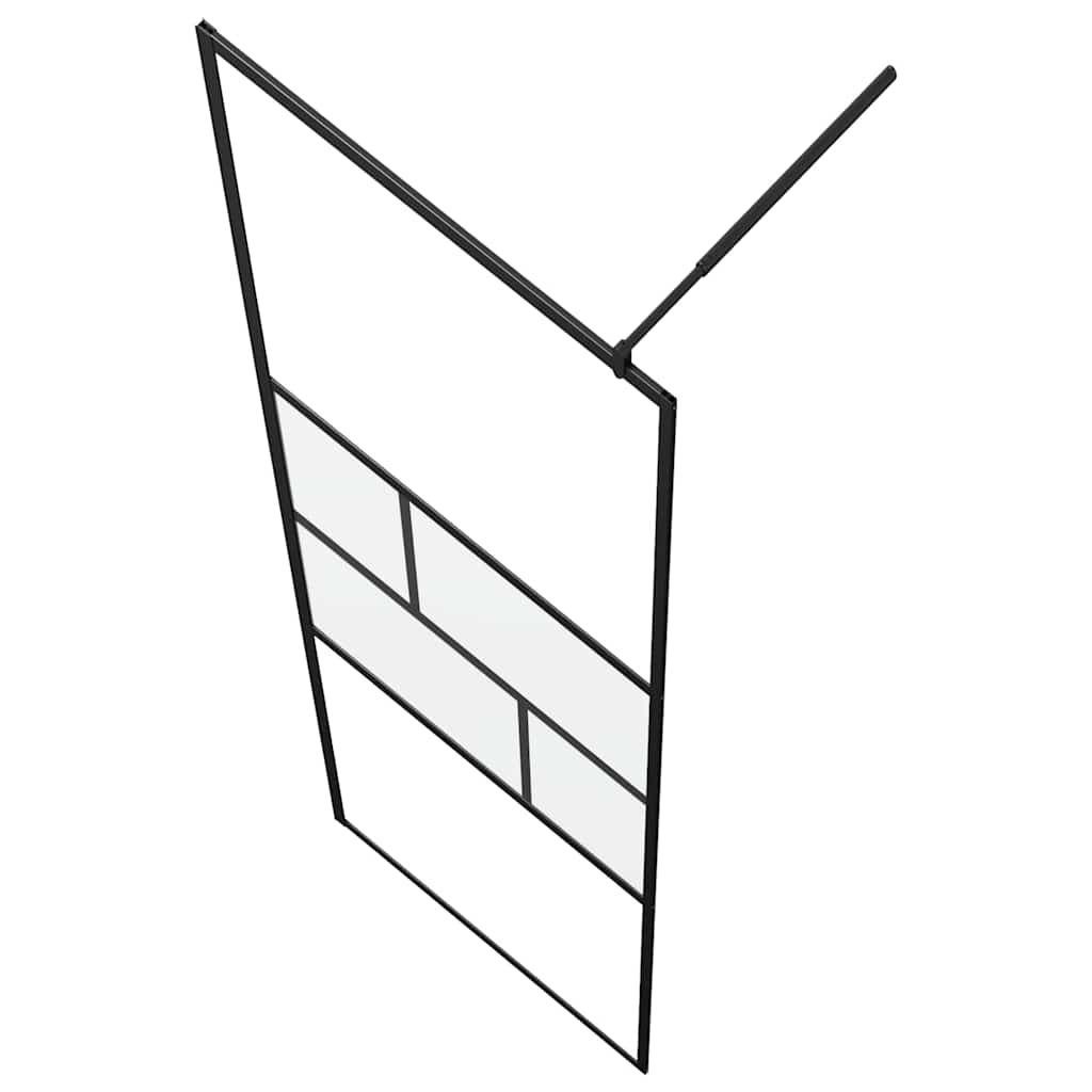 Walk-in shower screen, black, 80 x 195 x 0.5 cm, glass and aluminum