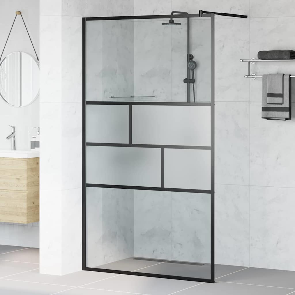 Walk-in Duschwand Schwarz 80 x 195 x 0,5 cm Glas und Aluminium