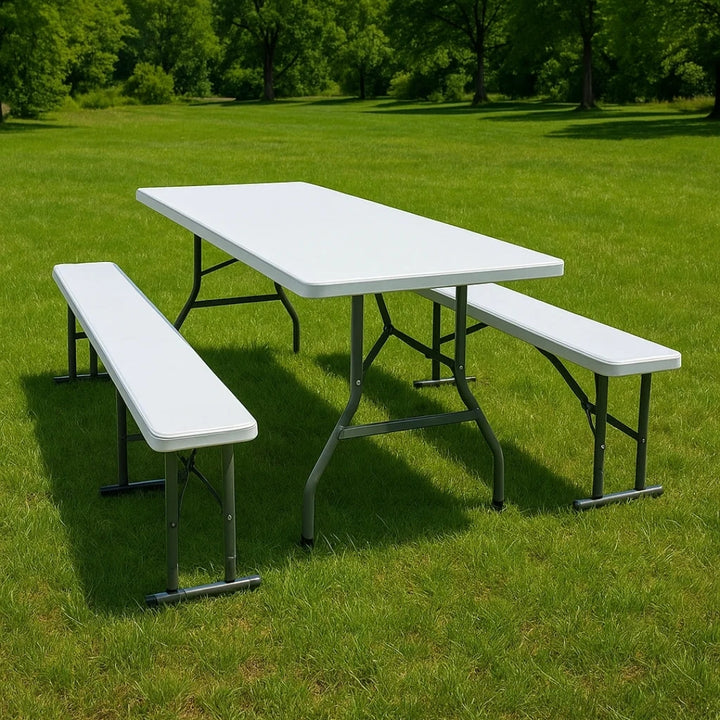 Juego de carpa plegable para cerveza de plástico blanco, 3 piezas