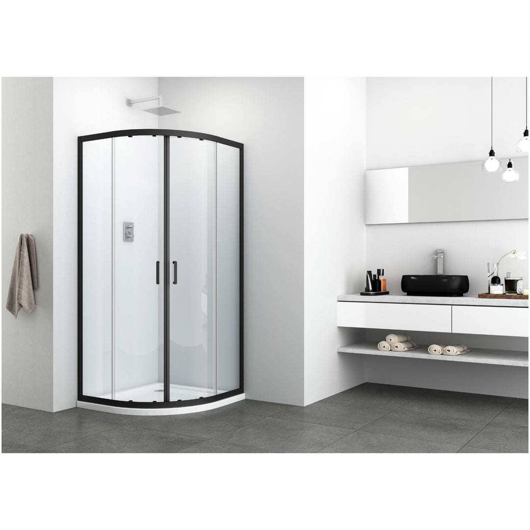 Elite black round shower with Easy Clean in 2 different sizes