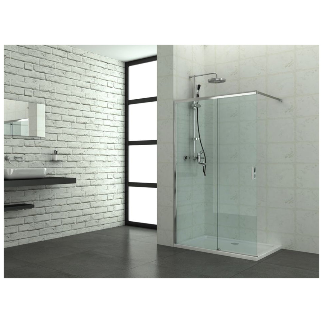 Elite chrome shower partition with reversible sliding door 120x122x195 cm